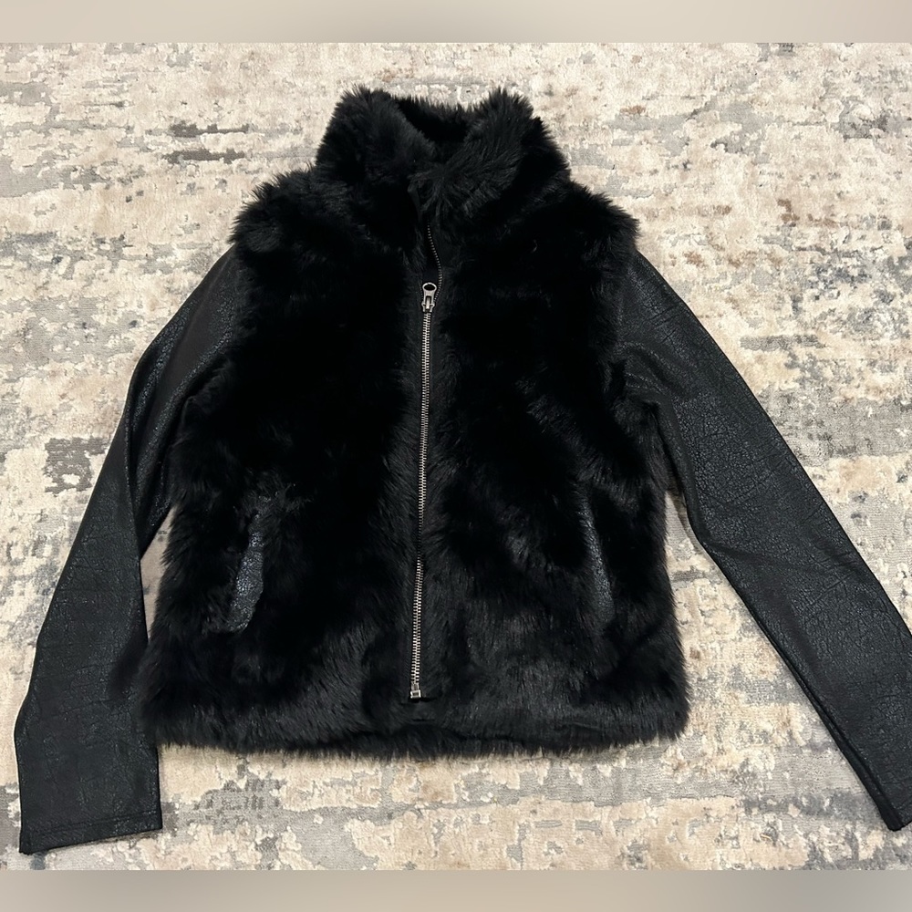 DKNY faux fur cardigan jacket, girls M